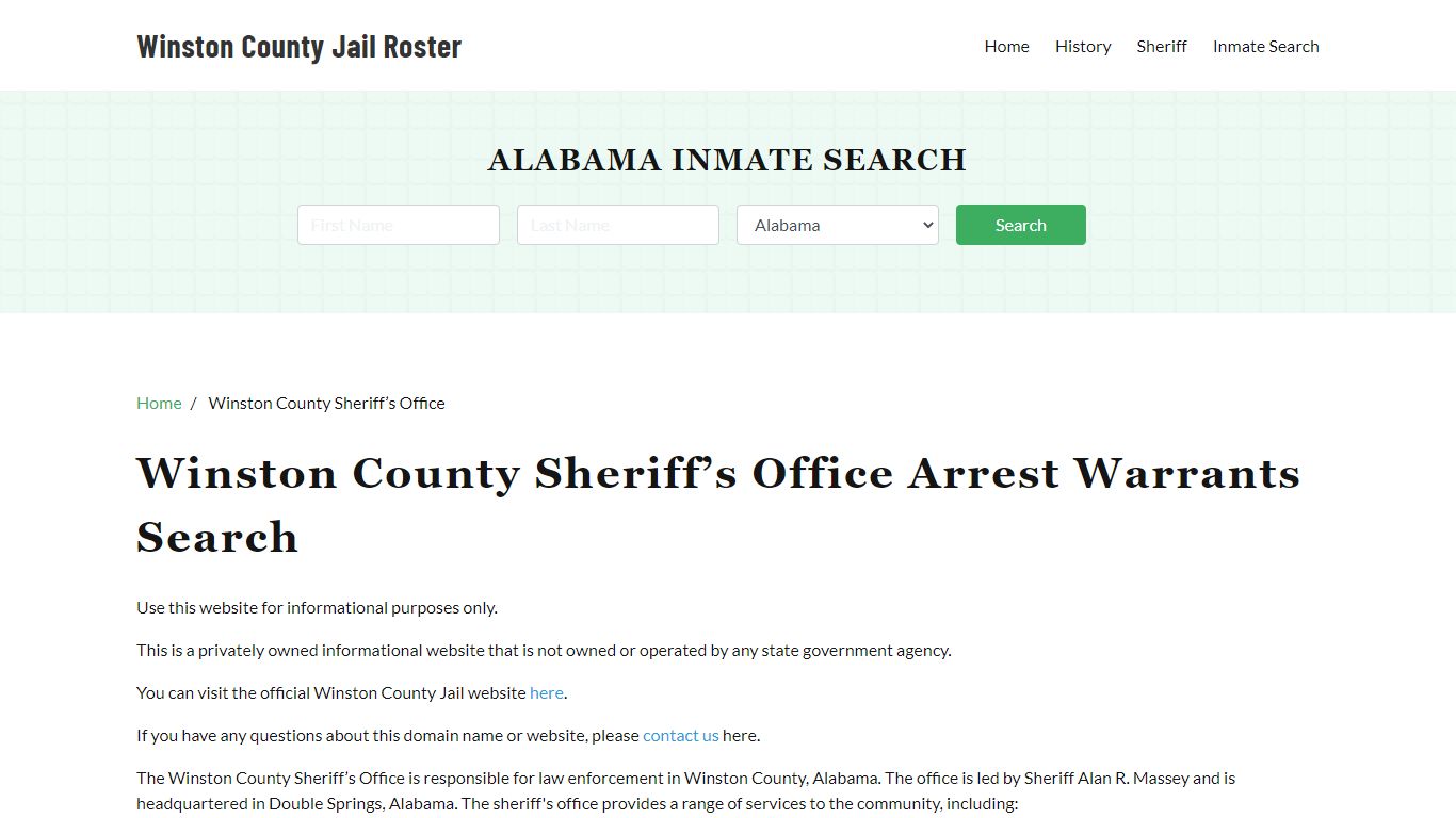 Winston County Sheriff Office, AL, Arrest Warrants Search