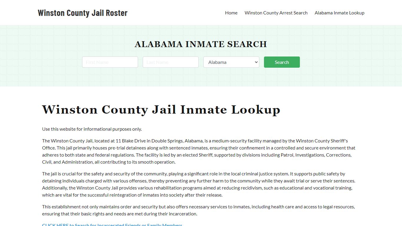 Winston County Jail Roster Lookup, AL, Inmate Search