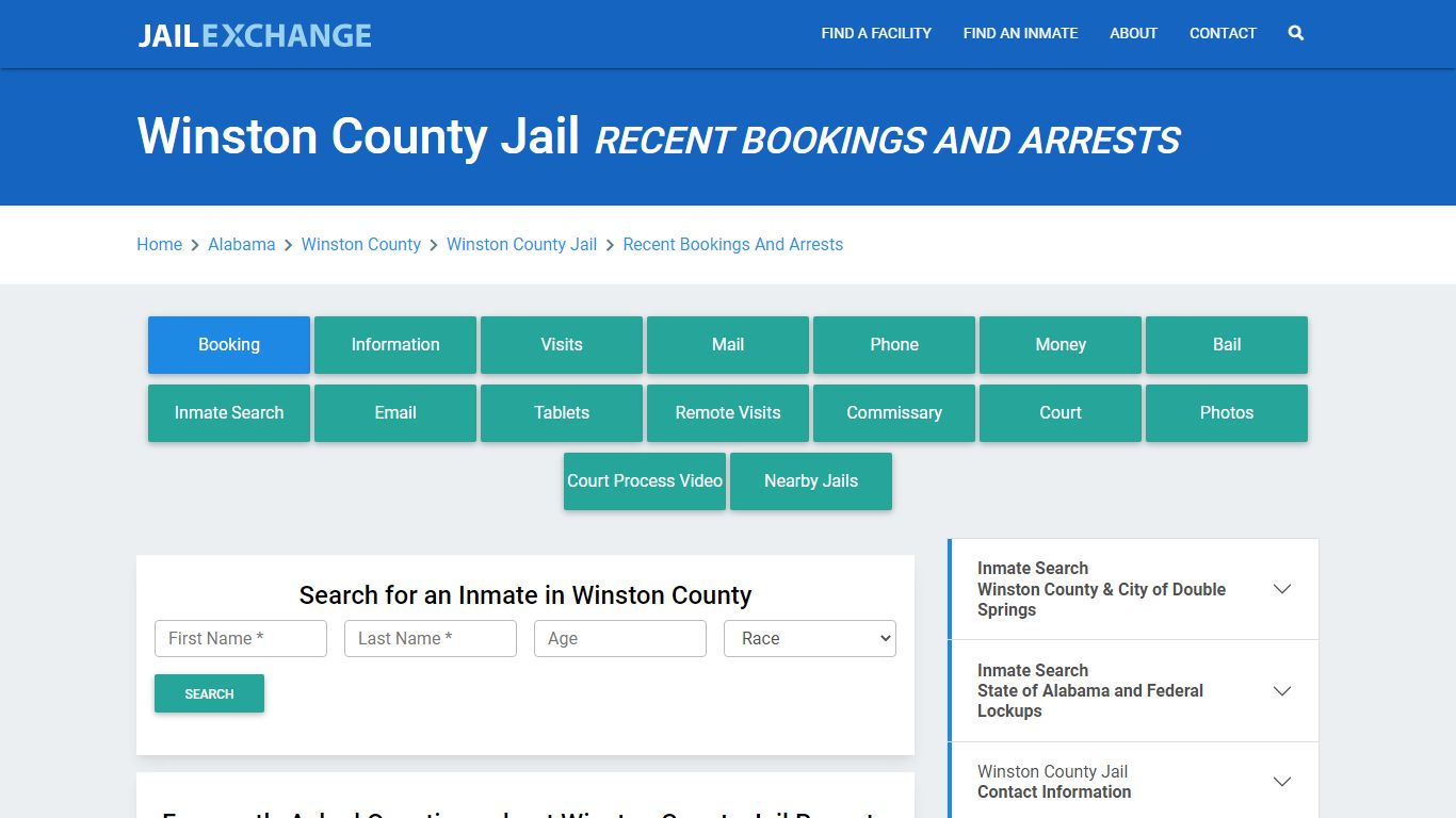 Winston County Jail AL Recent Arrests and Bookings - Jail Exchange